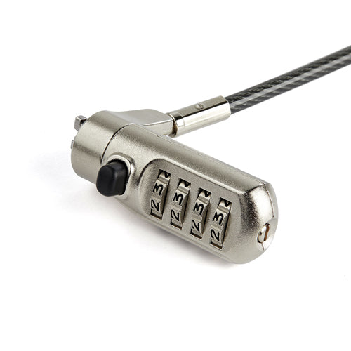 StarTech.com 6.5' (2m) Laptop Cable Lock - Nano Slot Compatible 4 Digit Combination Security Cable Lock - Serialized Anti-Theft Vinyl Coated Steel Cable Lock for Nano Slot Computer/Device StarTech.com 6.5' (2m) Laptop Cable Lock - Nano Slot Compatible 4 Digit Combination Security Cable Lock - Serialized Anti-Theft Vinyl Coated Steel Cable Lock for Nano Slot Computer/Device